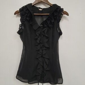 Ali & Kris Womens Romantic Goth Top Size M Victorian Ruffle Whimsigoth Sheer Y2K